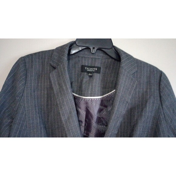 Women's Talbots Wool Blend Gray Grey Pinstripe Blazer, Size 12P - Picture 3 of 12